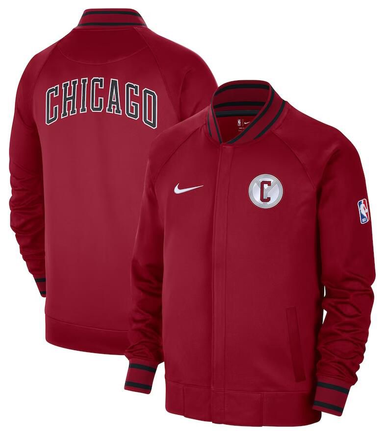 Men Chicago Bulls Red Nike City Edition Full Zip Jacket 2023 NBA Jersey->new york knicks->NBA Jersey